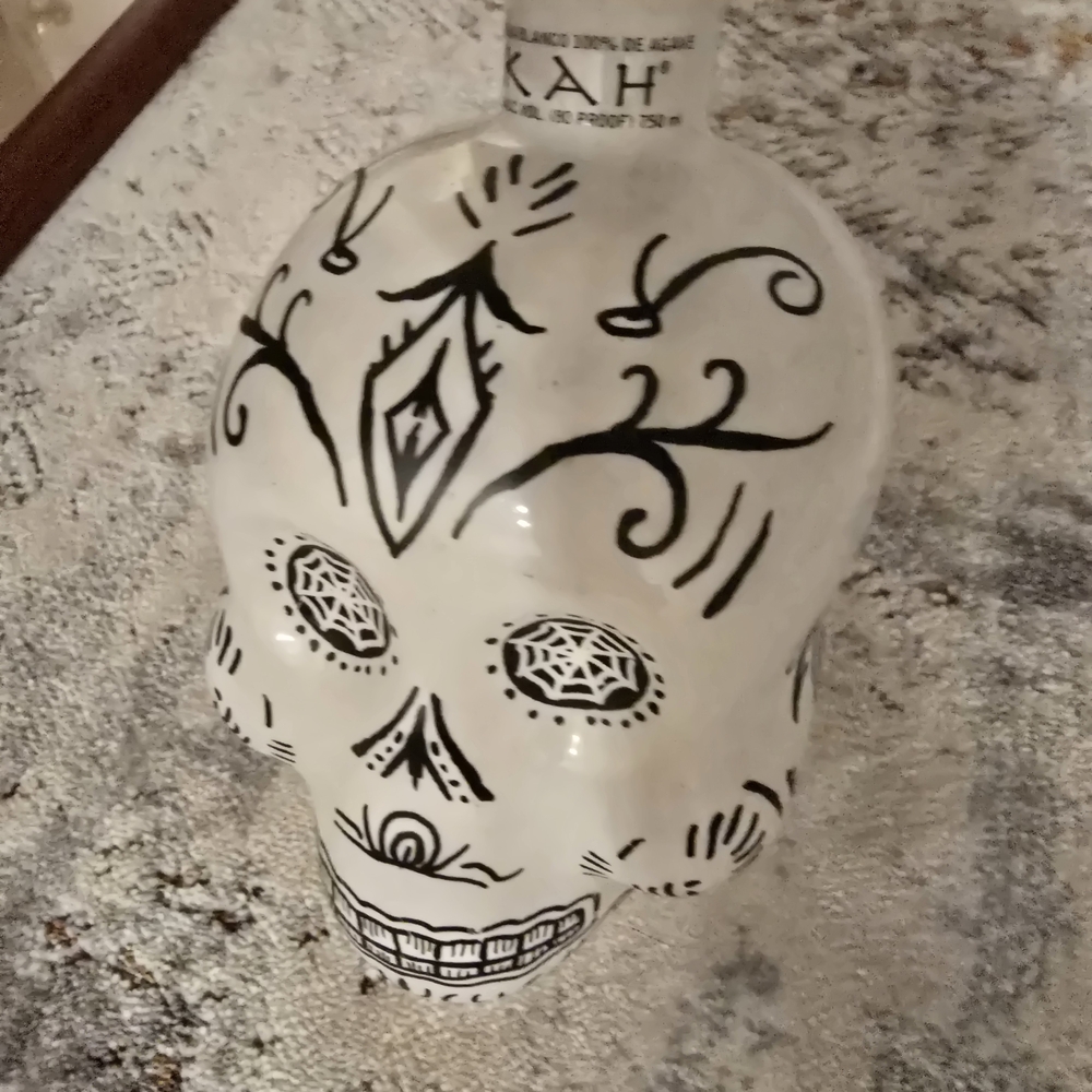 Ceramic Skull Art in Black and White